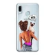 Прозрачный тонкий силиконовый чехол Unique Covers на Samsung Galaxy A30 девушка с котом (1954 Galaxy A30) - изображение 1