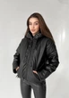 Женская демисезонная куртка c капюшоном из эко кожи KML 003 S (42-44) Черный (K 003/3 A) - изображение 3