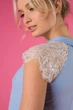 Короткое платье с отделкой из кружева Zefir PEACH голубое M - изображение 5