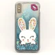 Чехол Glitter для Iphone XS Max бампер жидкий блеск Заяц Синий - изображение 2