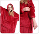 Теплий та м'який плед трансформер із капюшоном Ultra Plush Huggle Blanket XL Червоний - зображення 4