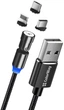 Кабель ColorWay USB - 3в1 (Lightning+MicroUSB+Type-C) Magnetic Rotation 540° 2.4А 1 м Black (CW-CBUU037-BK) - изображение 1
