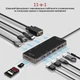 USB-C хаб 11-в-1 Promate PrimeHub-Pro USB-C PD/HDMI/VGA/2xUSB 3.0/2xUSB 2.0/RJ45/SD/MicroSD/AUX 3.5 мм Grey (primehub-pro.grey) - изображение 2