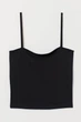 Коротка трикотажна майка H&M XXS Чорний (0759871002) - зображення 1