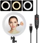 Кольцевая LED лампа 26 см с держателем для телефона + Зеркало Black | 3 режима освещение| Набор блогера для селфи съемки - изображение 1