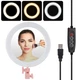 Кольцевая LED лампа 26 см с держателем для телефона + Зеркало Pink | 3 режима освещение| Набор блогера для селфи съемки - изображение 1