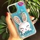Чехол Glitter для Iphone 11 Pro Max бампер жидкий блеск Заяц Синий - изображение 1