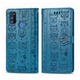 Чехол Embossed Cat and Dog для Samsung Galaxy M21 / M215 книжка кожа PU Blue - изображение 2