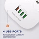 Сетевой удлинитель фильтр Ldnio SC4407, 4 Розетки + 4 USB с функцией быстрой зарядки, 2 М, Сечение 3х0,75мм White (SC4407) - изображение 4