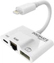 Адаптер Promate GigaLink-i Lightning/USB 3.0 OTG+Ethernet Rj-45+Lightning-in White (gigalink-i.white) - изображение 1