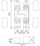 Прихована петля AGB Eclipse 3.0, 115х23 мм матовий хром з ковпачками (E30200.02.34 Kit) - зображення 3