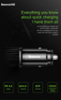 Автомобільний зарядний пристрій Baseus Variant (USB & USB Type-C) Black (4.8A) Quick Charge 4.0 із захистом від перевантаження - зображення 6