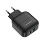 Мережевий зарядний пристрій Borofone BA46A Premium USB/Type-C PD + QC3.0 18 Вт Чорний - зображення 1