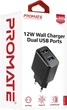 Мережевий зарядний пристрій Promate BiPlug 12 Вт 2 USB Black (biplug.black) - зображення 7