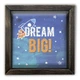 Дерев'яна копілка (скарбничка) 20 20 см "Dream big" ракета в зоряному небі, коричнева вінтажна - изображение 1