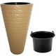 Горщик для квітів Form-Plastic Diament Slim-40 латте зі вставкою (2950-002) - зображення 2