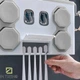 Подставка для зубных щёток MULTIFUNTIONAL TOOTHBRUSH RACK Бело - Серая органайзер для Хранения Ванных принадлежностей с дозатором для пасты - изображение 4