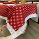 Скатерть Водоотталкивающая "Красный горошек" (с кружевом) 300х180 см - изображение 2