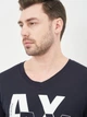 Футболка хлопковая длинная мужская Armani Exchange 10598.4 S Темно-синяя - изображение 4