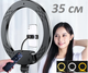 Кольцевая LED лампа селфи подсветка набор блогера Ring Light ZB R14 - 35см 220V с 3 креплениями для телефона+ пульт + чехол - изображение 1