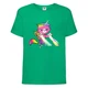Футболка детская Радужная Кошка 002 (Rainbow Cat) зеленая (RNC grn 002) 116 см - изображение 1