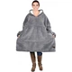 Плед толстовка двухсторонняя Huggle Hoodie халат с капюшоном и рукавами унисекс серый - изображение 2