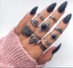 Кільця комплект 10 штук посріблені "Kleopatra" black stone Shazzam 16-20 розмір - зображення 1