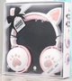Беспроводные наушники "CAT" BK1 с кошачьими ушками и LED лапками WHITE+PINK - изображение 5