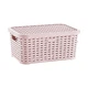 Кошик пластиковий плетений з кришкою Plast Art 5л 19,5x28,5x12,5 см пудровий (0583) - зображення 1