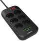 Filtr sieciowy przedłużacz LDNIO SE6403 6 gniazd / 4 USB 2 m Black (6933138690178) - obraz 4