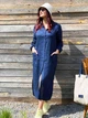 Лляна сукня - сорочка темно-синя XS - linen island (132135) - зображення 1