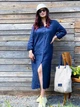 Лляна сукня - сорочка темно-синя XS - linen island (132135) - зображення 4