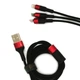 Тканевый Кабель Быстрой Зарядки И Синхронизации 3 В 1 - Lightning Micro USB Type-C black with red 6980065165859 - изображение 1