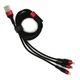 Тканевый Кабель Быстрой Зарядки И Синхронизации 3 В 1 - Lightning Micro USB Type-C black with red 6980065165859 - изображение 3