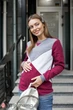 Світшот з начосом для вагітних і годуючих Юла Мама Cat warm XS вишневий/темно-сірий меланж/сірий меланж (SW-49.112) - зображення 1
