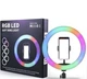 Разноцветная Светодиодная Кольцевая лампа RGB LED Селфи Лампа для блогеров с держателем для телефона MJ20 диаметр 20 см без штатива - изображение 11