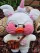 Мягкая игрушка уточка "Сafe-mimi duck" в белом свитере с розочкой 30 см. - изображение 2