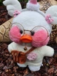 Мягкая игрушка уточка "Сafe-mimi duck" в белом свитере с розочкой 30 см. - изображение 3