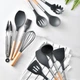 Силіконовий кухонний набір приладдя Kitchen Set 12 предметів (дерево+силікон) чорний - зображення 6