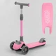 Самокат трехколесный Best Scooter складной алюминиевый руль, 3 колеса PU со светом Pink (102029) - изображение 8