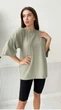 Костюм жіночий футболка оверсайз та шорти - велосипедки KML 00559A M (44-46) Хакі з чорним (K -559А/1 A) - зображення 2