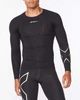 Мужской компрессионный лонгслив 2XU, Core Compression L/S Top, XL, черный/серебристый логотип - изображение 1