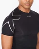 Чоловіча компресійна футболка 2XU, Core Compression S/S Top, L, чорний/сріблястий логотип - зображення 3