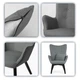 Мягкое Кресло Wingback в Гостиную с Подставкой Пуфиком для Ног Польша Sofotel Norse Серое / Черное - изображение 3