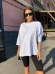 Костюм женский футболка с поясом и велосипедки K&ML 556 L - XL (48 - 50) Белый с черным ( 556 - 01) - изображение 4