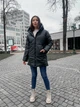 Зимова жіноча куртка з капюшоном еко шкіра K&ML 08 (42-48) Чорний (08 - 01) - зображення 1