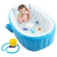 Детская надувная ванночка с подушкой и ножным насосом Intime Baby Bath Tub для купания ребенка со сливом 98X65X28 см Голубой (D-2019090675) - изображение 1