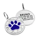 Эмалированный Адресник для Собак BronzeDog с Гравировкой Лапка на Фоне Объемной Паутинки Синий 25 мм (921312) - изображение 1