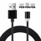 Кабель магнітний Magnet 3в1 Lightning/Micro USB//Type-C 1м mate black - зображення 4