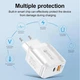 Зарядное устройство для телефона AUKEY с быстрой зарядкой 20WPd+QC3.0 с двумя портами подключения White (5027189419) - изображение 3
